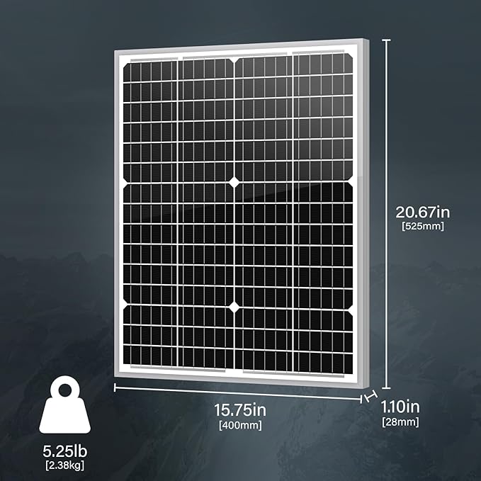 Newpowa 35W 24V High-Efficiency Monocrystalline Solar Panel - Designed for Off Grid Systems, Charges 24V Batteries of RV, Boat, Camper, Trailer, Gate Opener