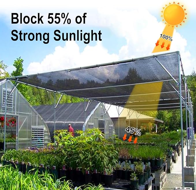 LOVE STORY 8x8FT 55% Black Shade Cloth Sun Shade Net UV Resistant Mesh Tarp Plant Cover Sunblock Net for Garden,Greenhouse,Vegetables,Flowers