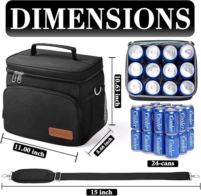 TuErcao Insulated Cooler Bag 6/24 Can Collapsible Leakproof Soft Sided Cooler for Car, Portable Foldable Small Ice Chest for Beach Camping Picnic Travel, 5/15qt Lunch Box for Men Work