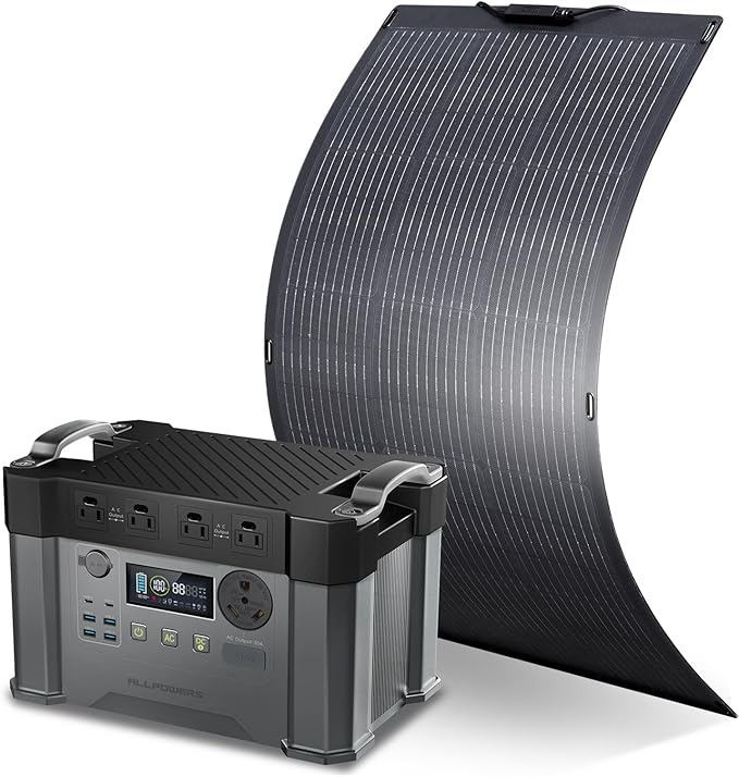 ALLPOWERS S2000PRO Portable Power Station, 1500Wh/2000w Battery Backup, with SF100 100W Flexible Solar Panel, Solar Power Bank for 10+ Devices, for Outdoor Camping, Traveling, Emergencies