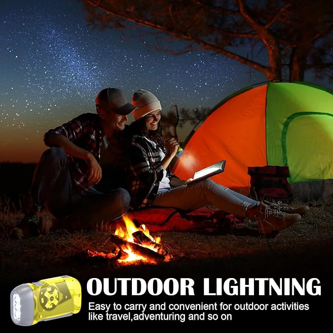 Leelosp 48 Pcs Hand Crank Flashlight No Battery Required Cranked Flashlight Manual Press Flash Light 3 LED Squeeze Light for Camping Hiking Power Outage Gift (Red Blue Purple Orange Yellow Green)