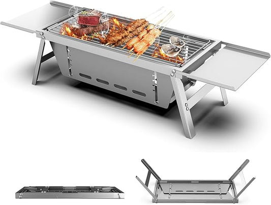𝐁𝐚𝐫𝐛𝐞𝐜𝐮𝐞 𝐆𝐫𝐢𝐥𝐥𝐬,Portable 𝐂𝐡𝐚𝐫𝐜𝐨𝐚𝐥 𝐆𝐫𝐢𝐥𝐥 Foldable Grills ,𝐒𝐦𝐚𝐥𝐥 𝐆𝐫𝐢𝐥𝐥𝐬 𝐎𝐮𝐭𝐝𝐨𝐨𝐫 𝐂𝐨𝐨𝐤𝐢𝐧𝐠 for Travel, 𝐂𝐚𝐦𝐩𝐢𝐧𝐠 𝐒𝐦𝐨𝐤𝐞𝐫 𝐁𝐁𝐐 𝐆𝐫𝐢𝐥𝐥,Stainless Steel Table Top Grill Charcoal for Outdoor Cooking,Camping,Backyard