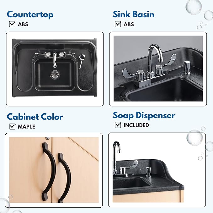 Ozark River Portable Sinks Premier Maple, Maple Laminate-ABS Sink, Mobile Self Contained Sink, Mobile Hand Washing Station, Portable Sink with Hot Water, Portable Sink Hand Wash Station, 110V