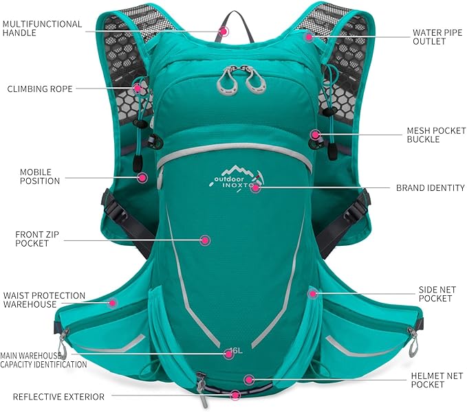 16L Hydration Backpack with Free 2-Liter Water Bladder,The Lightweight Hydration Pack for Cycling, Hiking, Skiing