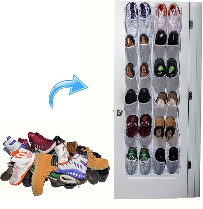 Roomganize Large Shoe Organizer, Sneaker Rack, for Men's Big Shoes (White)