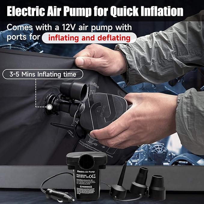 Car Air Mattress, Inflatable SUV Truck Camping Mattress for Back Seat, Thickened Travel Car Bed Sleeping Pad with Air Pump 2 Pillows