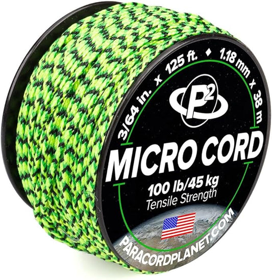 Paracord Planet Micro Paracord – Thin Braided Cord for Crafting, Fishing, and DIY Projects in 125 ft Spools – Gecko