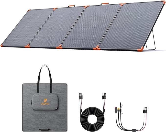 N-Type 16BB 350W Portable Solar Panel for Power Station,Hurricane Preparedness Items,43V Foldable Solar Charger 25% High Efficiency IP68 Waterproof 4 Reinforced Kickstands for Camping RV Trip