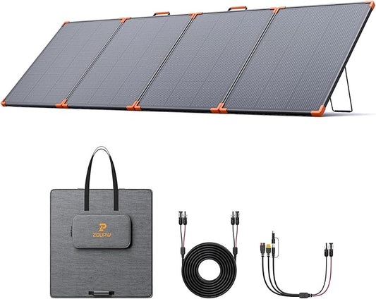 N-Type 16BB 350W Portable Solar Panel for Power Station,Hurricane Preparedness Items,43V Foldable Solar Charger 25% High Efficiency IP68 Waterproof 4 Reinforced Kickstands for Camping RV Trip