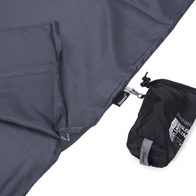 BROWINT Silk Sleeping Bag Liner, Silk Sleep Sack, Extra Wide 87"x43", Lightweight Travel Sheet for Hotels, More Colors for Option, Reinforced Gussets