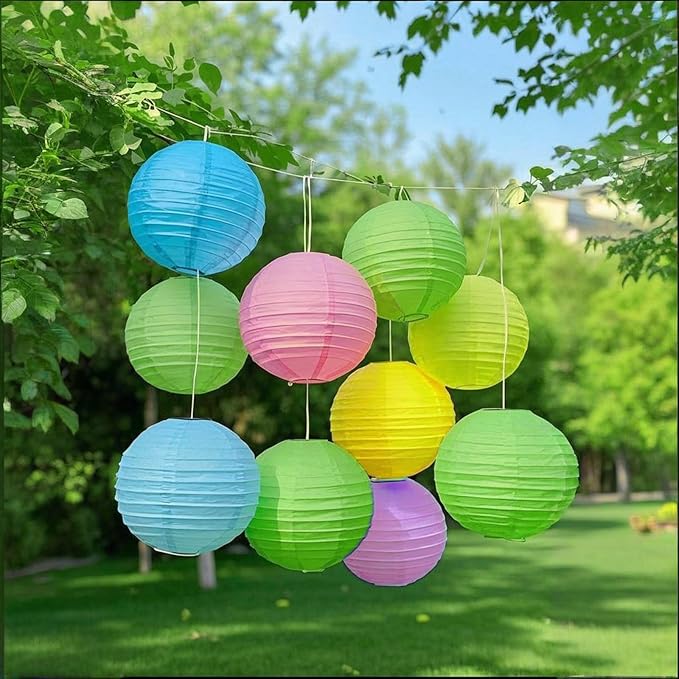 Paper Lanterns Decorative 15pcs Pastel Colorful Theme Party Decorations for Birthday Party Baby Shower Graduation Anniversary Blue Pink Green Purple Yellow Room Hanging Decor