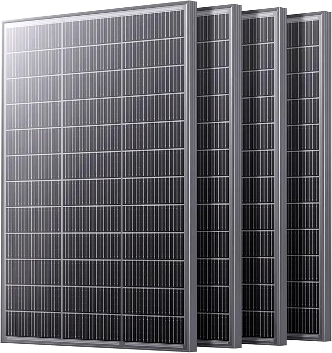 N-Type 16BB 400 Watt Solar Panel, 4Pcs Compact 12V 100W Solar Panel, 25% High Efficiency Monocrystalline PV Module, for Off-Grid, Rooftop, Farm,RV, Camper, Trailer, Marine(100w 4-Pack Panel)