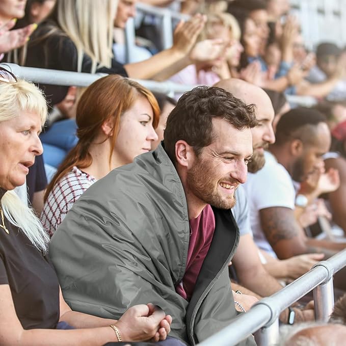 Fleece Waterproof Outdoor Blanket, Windproof Stadium Blanket for Camping, Picnics, and Sports Stay Dry and Comfortable 80"x58"