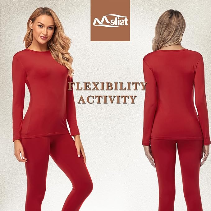 Malist Women's Thermal Underwear Ultra Soft Long Johns Top with Fleece Lined