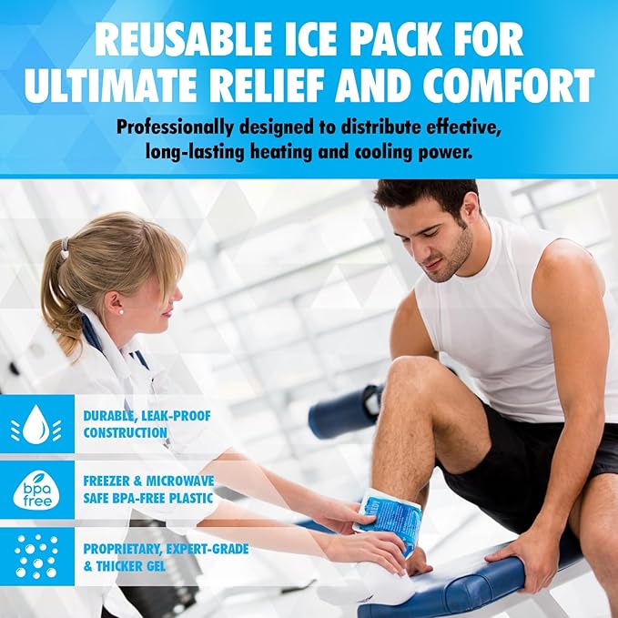 Perfect Remedy Gel Ice Pack - Hot & Cold Compress, Reusable Injury Ice Pack for Knee, Shoulder, Back, Neck, Hip, Ankle, Wrist, Foot Pain Relief & Injury Recovery Soft Gel for Muscle Strain (Blue, Reg)