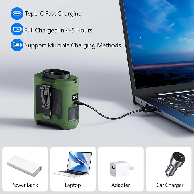 AI Portable Waist Fan Rechargeable 10000mah Belt Shirt Clip On Fan For Body Cooling That Blow Cold Air 5 Speeds Flashlight Up To 40H