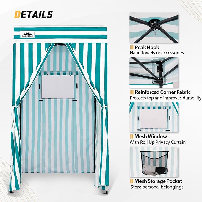 EAGLE PEAK Flex Compact 4x4 Pop-up Canopy Changing Room, Portable Privacy Dressing Room for Indoor Fashion Photoshoots, Camping, or Pool, White/Light Blue
