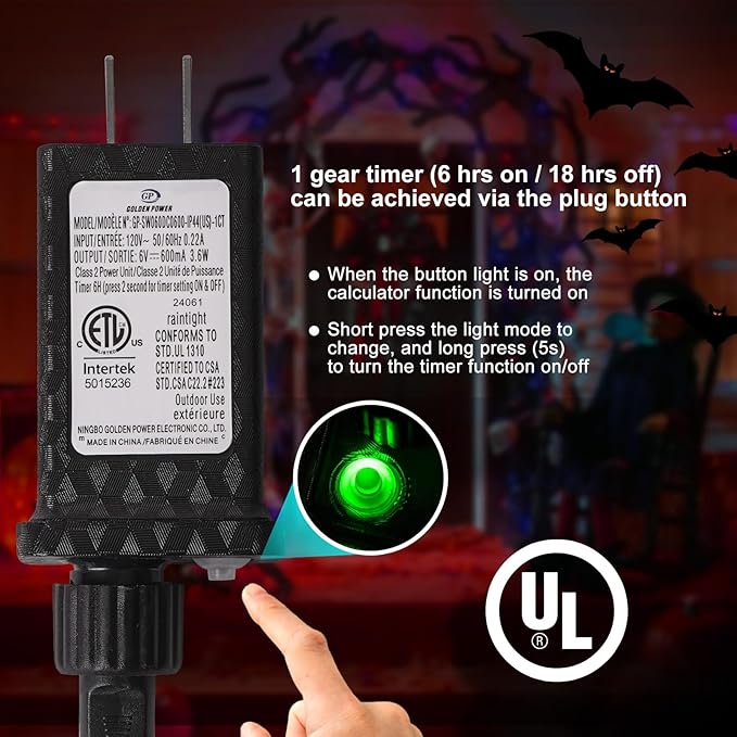 KNONEW 100FT 300LED Orange & Purple Halloween Fairy Lights Plug in,Orange Purple String Lights Outdoor Waterproof 8 Modes Memory Times for Bedroom Garden Party Halloween Decorations