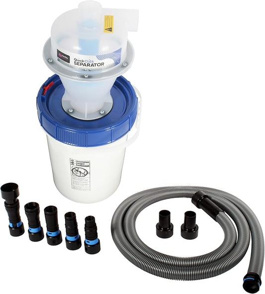 Assembled Quick Click Dust Separator with 5 Gallon Locking Collection Bin and Quick Click Power Tool Adapter Set with 10 Ft. Hose