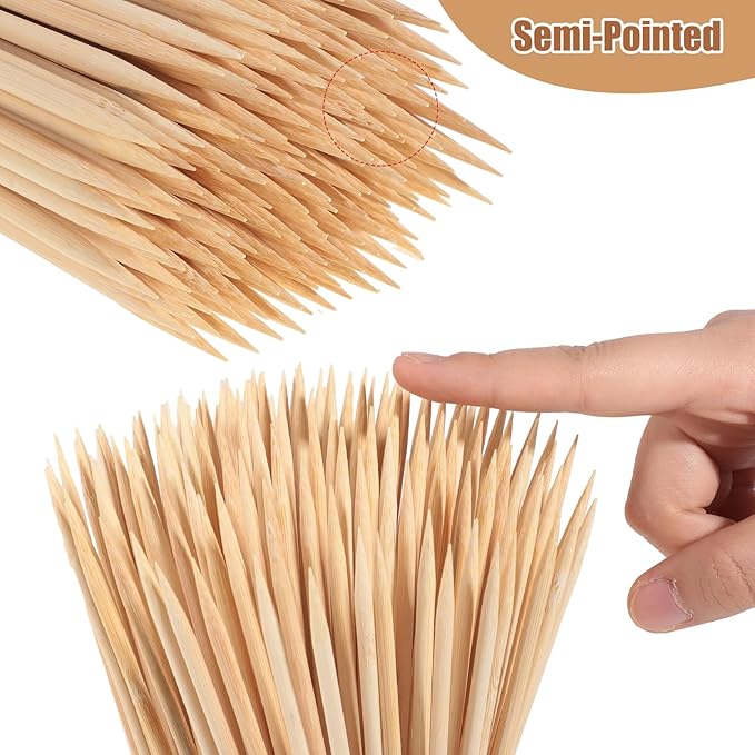 300PCS 16" Bamboo Skewers Sticks for Barbecue Smores Roasting Marshmallows Chocolate Fountain Plant Stakes Fruit and Crafting,Φ=4mm