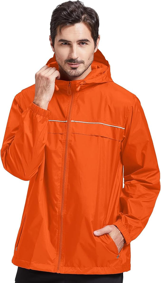 SWISSWELL Rain Jacket Men Waterproof Windbreaker, Lightweight Hooded Raincoat for Daily Casual
