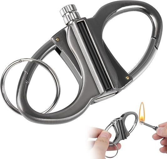 Keychain Lighter, Permanent Match Infinity Lighter, Reusable Waterproof Forever Matches Lighters, Metal EDC Emergency Flint Fire Starter, Survival Kit Gifts for Men Women Outdoor Camping