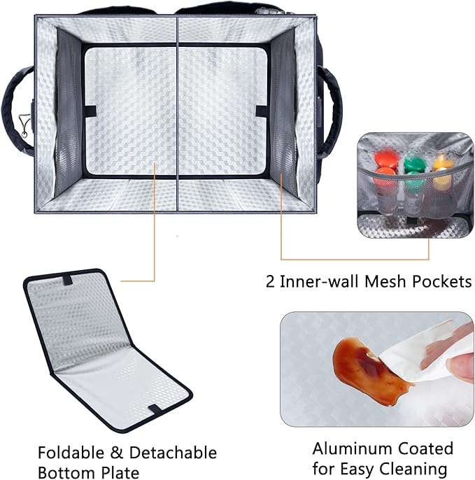 Large Grill Caddy with Paper Towel Holder – Collapsible BBQ Organizer for Camping, Tailgating, RV, Boating – Grilling Gifts for Men – Griddle Tote Bag with Shoulder Strap – Outdoor Essentials