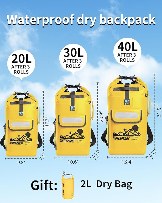 IDRYBAG Dry Bag Backpack Waterproof Floating 20L/30L/40L, Dry Bags Waterproof Backpack for Men, Dry Sack Waterproof Bag