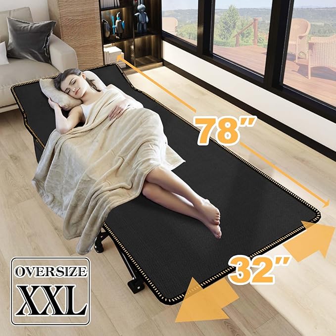 LILYPELLE Folding Camping Cot, Extra Wide Heavy Duty Sleeping Cots with Carry Bag, Double Layer Oxford Portable Travel Camp Cots for Home, Office Nap and Outdoor Beach