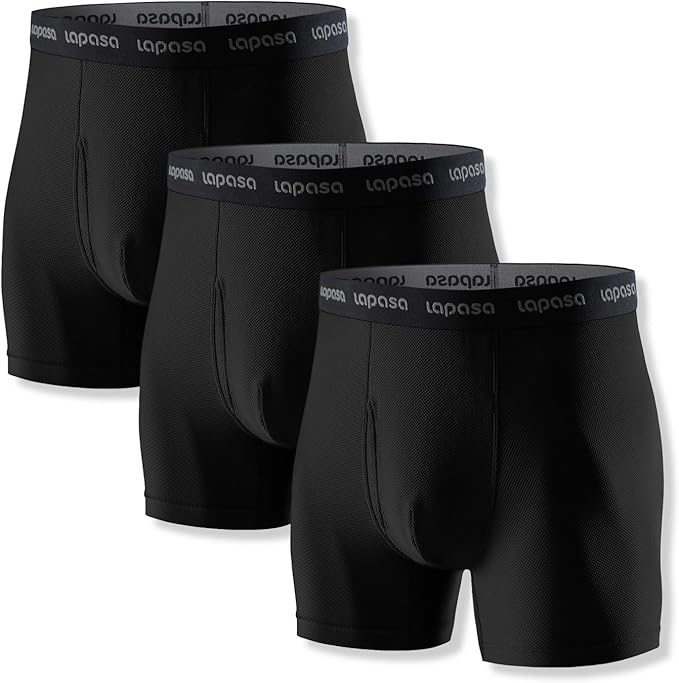 LAPASA Men's Quick Dry Travel Underwear, Terraversal Series Mesh Breathable Trunks/Boxer Briefs/Boxers (2 & 3 Packs)