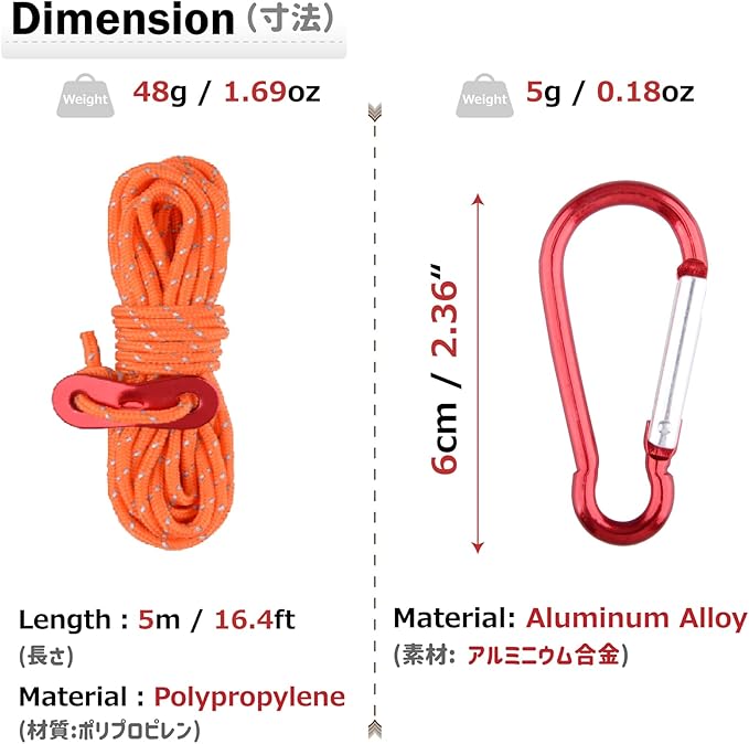 Azarxis Reflective Cord Pack Tent Guyline Rope High-Strength Lightweight with Aluminum Cord Adjuster for Tying Down Tarps, Camping Tent, Outdoor Packaging