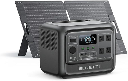 BLUETTI Elite 100 V2 Portable Power Station with 100W Solar Panel (ships separately), 1024Wh Solar Generator w/ 4 1800W AC Outlets, for Camping, Emergencies, Backup Power (2025 New)