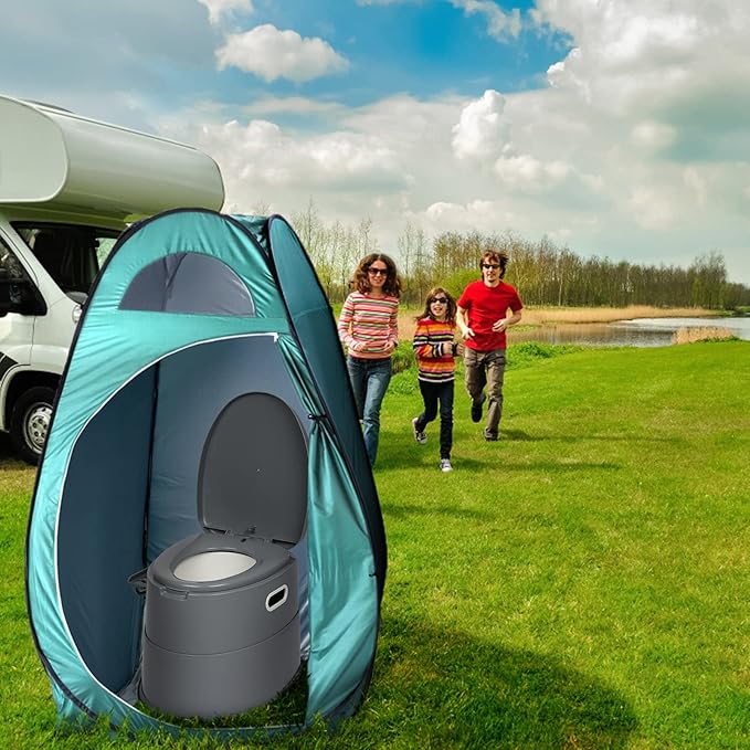 Outvita Portable Toilet, Outdoor Lightweight Porta Potty with Detachable Inner Bucket Removable Toilet Paper Holder for Camping Boat RV Hiking Living Room