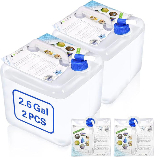 TOPOKO Camping Water Storage Containers - BPA Free Water Container for Outdoors Hiking Collapsible Water Jug with Spigot Emergency Water Storage for Survival Kits 2.6/5.3 Gallon