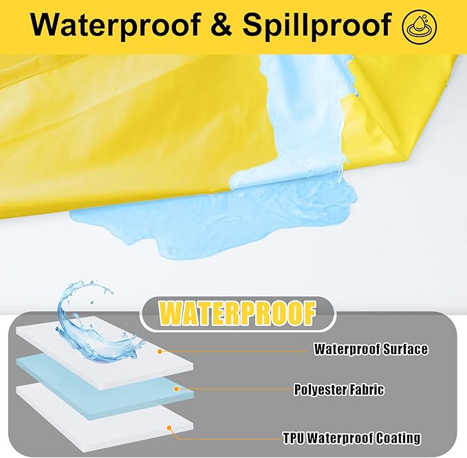 Smiry Picnic Table Cover with Bench Covers, Waterproof Elastic Fitted Polyester Tablecloths for 6 Ft Rectangle Tables, Washable Windproof Tablecloth for Camping, RV & Outdoor (Yellow, 30x72 Inches)