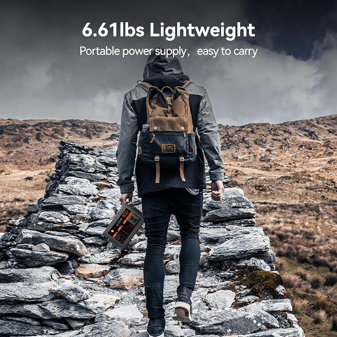 Flashfish 300W Portable Power Station - 179Wh LiFePO4 Battery, 600W Surge, Pure Sine Wave AC Outlets, 60W USB-C PD, 2xUSB-A, DC & Car Ports, LED Light, Solar Generator for Camping&Emergencies