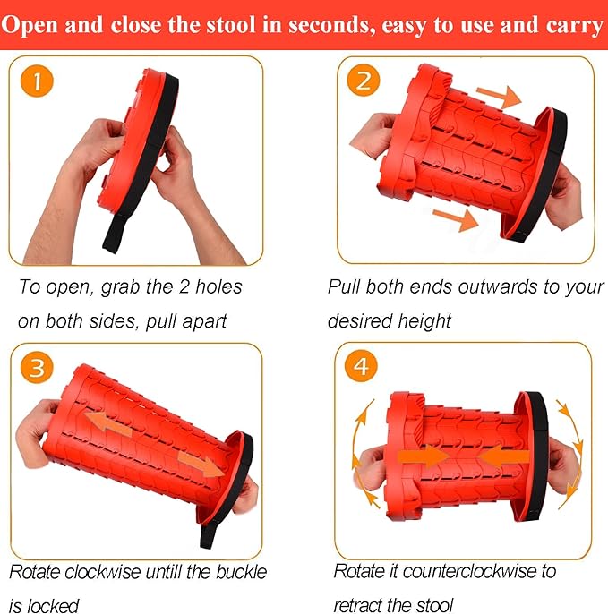 Fishboy Upgraded Collapsible Stool, 400lbs Max Weight, Lightweight But Sturdy, Portable Retractable Folding Telescoping Foldable Camping Stool for Adults Outdoor Fishing Hiking Gardening Travel BBQ