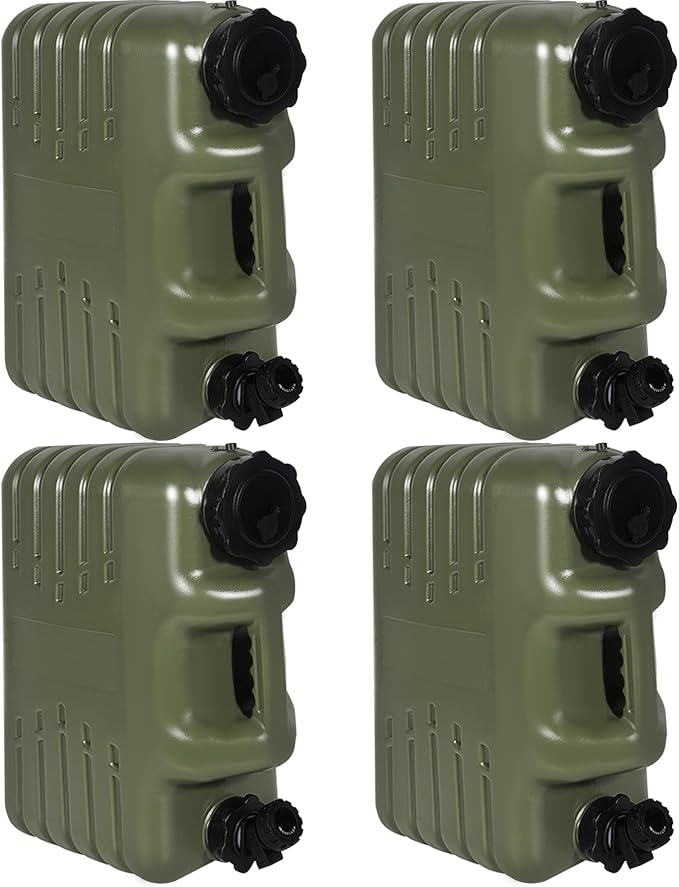REDCAMP 4 Gallon/15L Portable Water Container with Spigot, Camping Water Jug, Water Containers, Water Tank, Portable Emergency Water Storage for Camping, Car, Hiking, Green, 4Pack