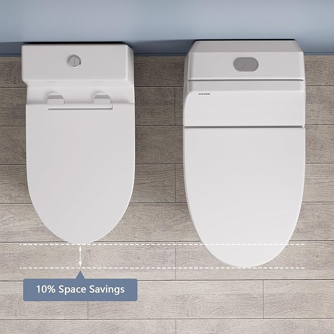 DeerValley Compact One Piece Toilet with Comfortable Seat Height, Modern Standard Toilet for Bathroom, Dual Flush 0.8/1.28 GPF and MAP 900g, 12'' Rough-In Skirted Toilet, DV-1F0250