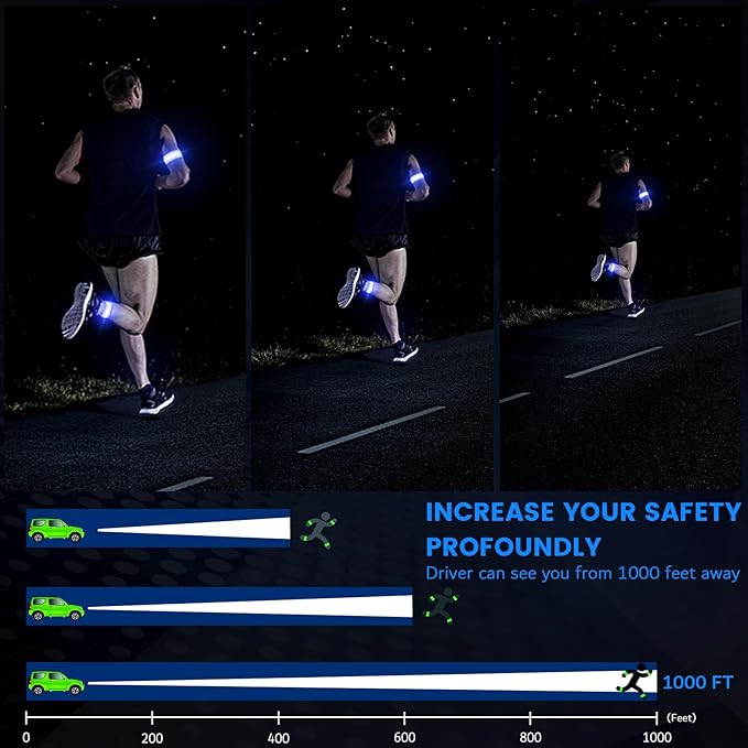 Light Up LED Armband for Running Walking at Night,Reflective Arm Bands for Runners,Rechargeable Jogging Lights,High Visibility Night Running Safety Gear Adjustable Running Women Men Kids