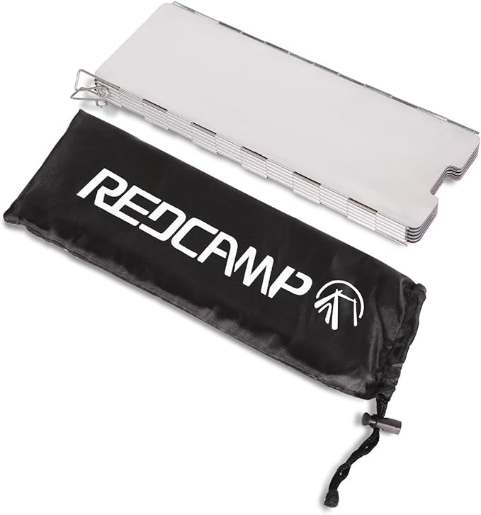 REDCAMP Folding Outdoor Stove Windscreen, 9 Plates Aluminum Camping Stove Windshield with Carrying bag, Lightweight Butane Burner Windshield