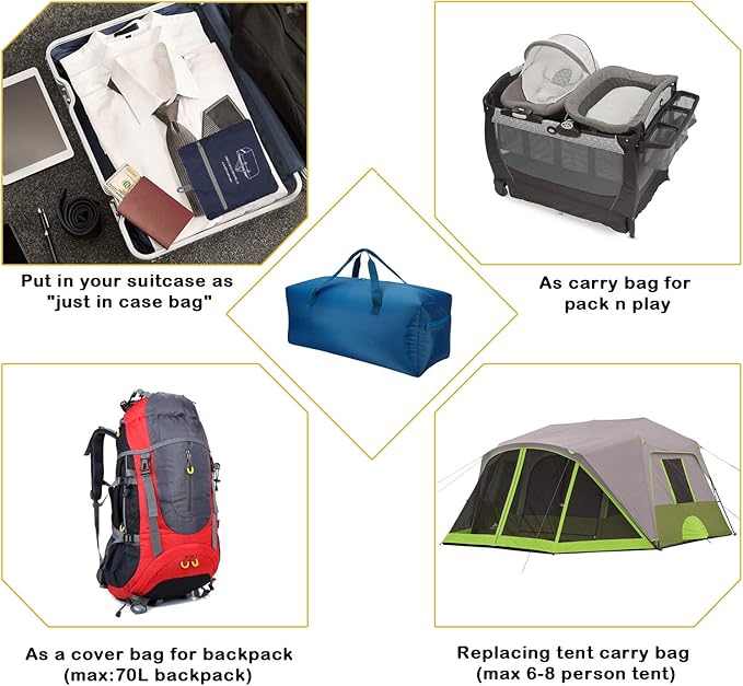 2 Packs Foldable Duffel Bag 30" / 75L Lightweight with Water Rresistant for Travel