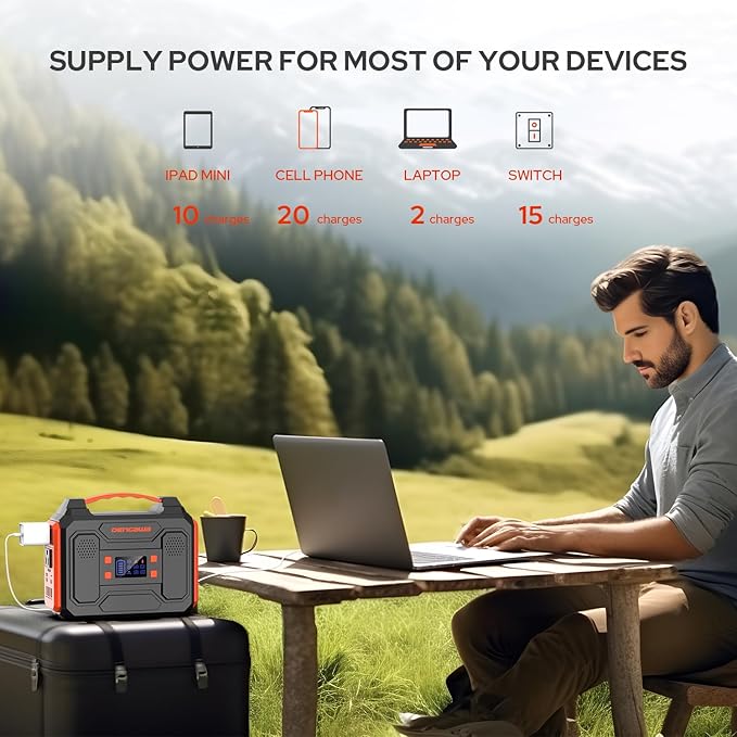 Portable Power Station 250Wh, 300W Solar Generator Power Bank 110V Large Power Bank with AC Outlet for Laptop for Home Use Camping Travel Emergency Hunting Outdoor