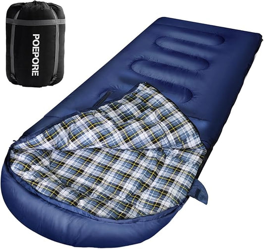 Flannel Sleeping Bag Cotton 0 Degree Cold Weather for Adults XXL Wearable Sleeping Bag 4 Seasons Waterproof with Compression Sack