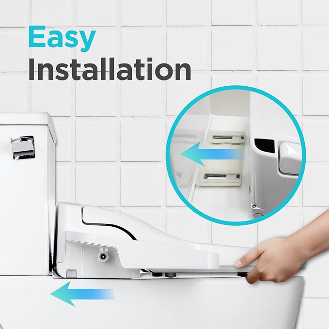 Blooming NB-1360R Bidet Toilet Seat, Warm Water, Warm Air Dryer, Heated Toilet Seat, Sittable Lid, Nightlight, Fits Elongated Toilets, White (Panel/Round)