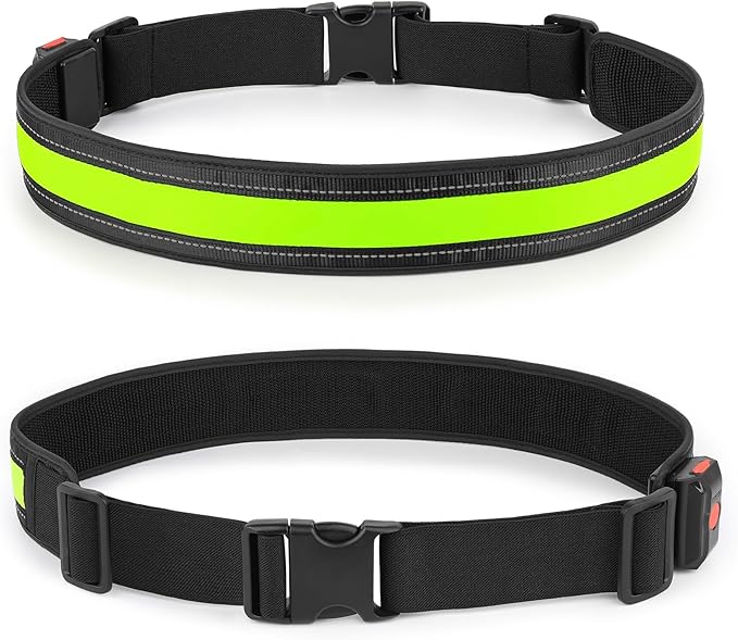 Illumifun LED Running Belt - USB Rechargeable Light Up Sash, High-Visibility Elastic Waistband Light for Running Cycling Hiking Camping Nighttime Activities