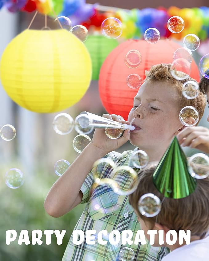 Treela 48 Pcs Colorful Paper Lanterns Multicolor Hanging Lanterns Chinese Round Paper Lanterns 4/6/8/10 Inch Asian Hanging Lamps Decorative for Birthday Party Supplies(Multicolor)