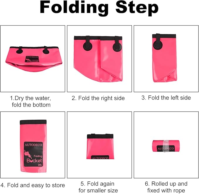 AUTODECO Collapsible Bucket 5 Gallon Container Folding Water Bucket Portable Wash Basin 20L