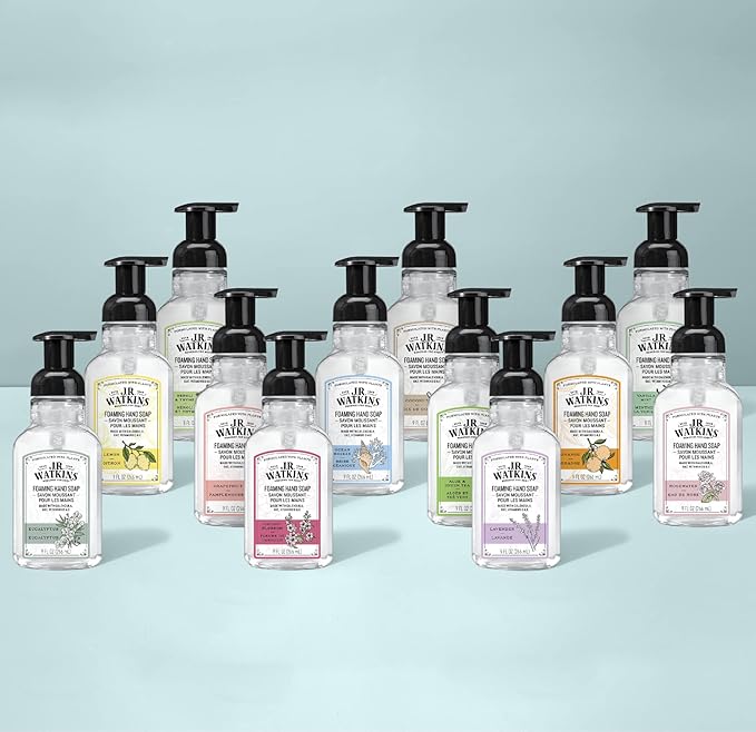 J.R. Watkins Foaming Hand Soap with Pump Dispenser, Moisturizing Foam Hand Wash, All Natural, Alcohol-Free, Cruelty-Free, USA Made, Lemon, 9 fl oz, 3 Pack