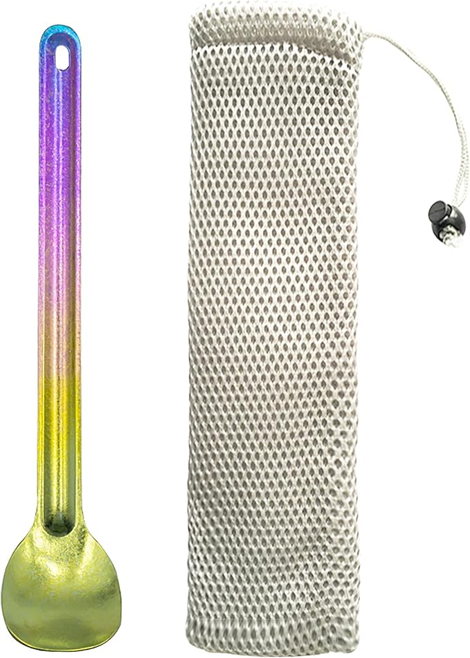 Titanium Long Handel Spork and Spoon, Camping Spork and Spoon, Soup Spoon, Eco-Friendly Coffee Spoon, Portable Travel Camping Utensils